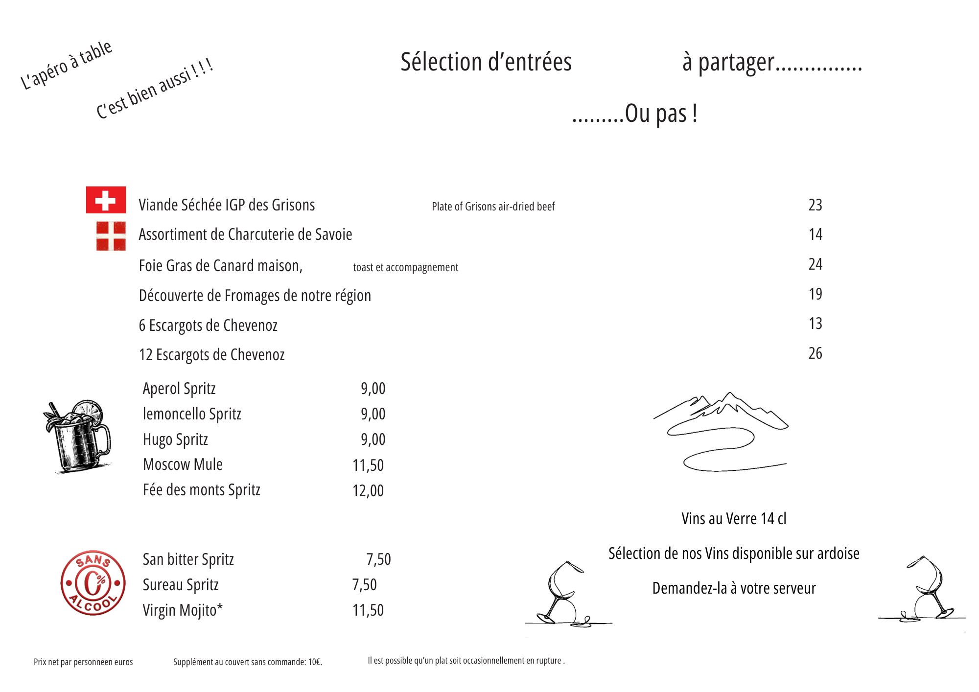 Carte Chez Crépy — sélection d’entrées à partager